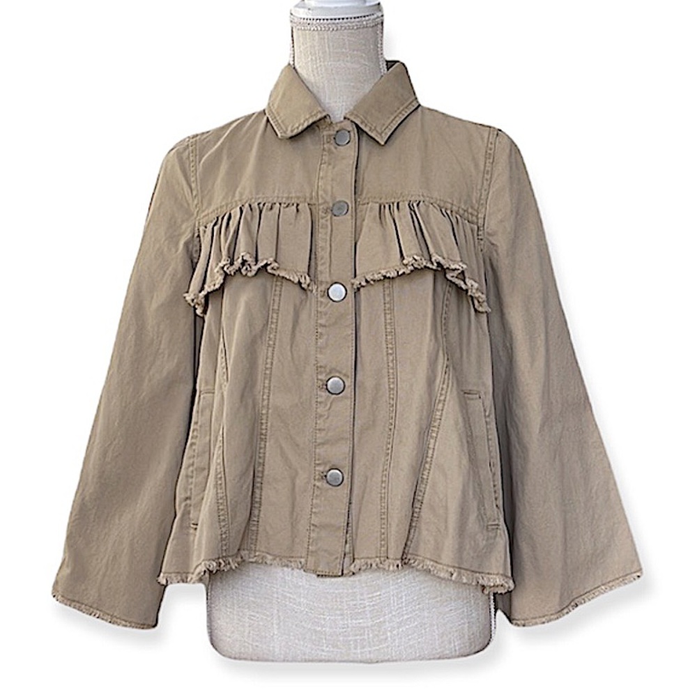 Abound Tan Jean Jacket w/ Ruffle XXS